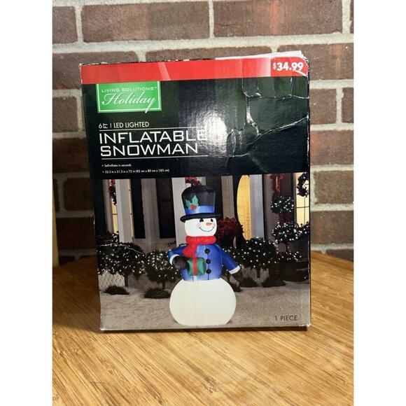 Living Solutions Holiday 6’ Airblown Inflatable Snowman Yard Decor LED Lights - Picture 6 of 6